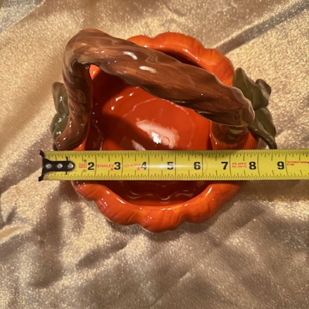 Vintage Harvest Ceramic Pumpkin Basket - New - Picture 6 of 6
